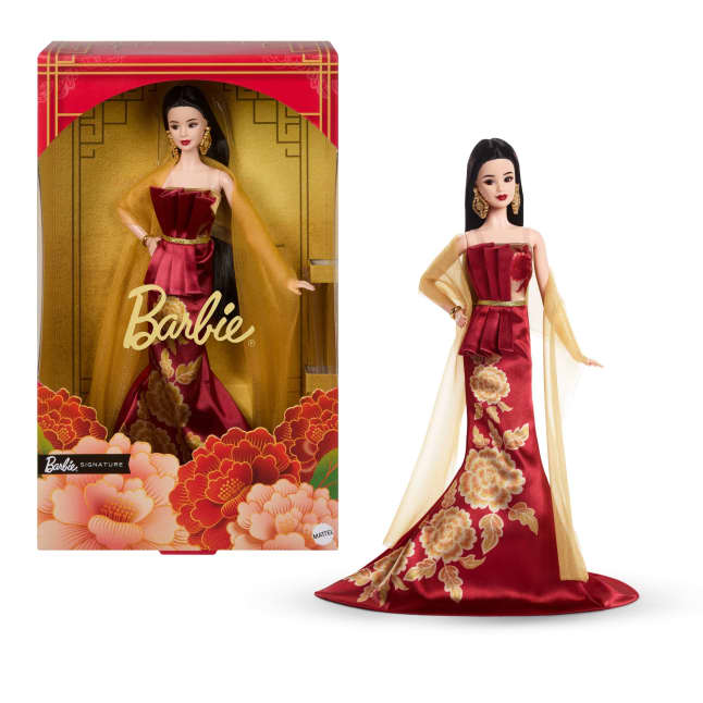 Barbie Signature Lunar New Year Fashion Doll, Red Dress With Golden Peonies, Collectible Holiday Gift - Image 1 of 6