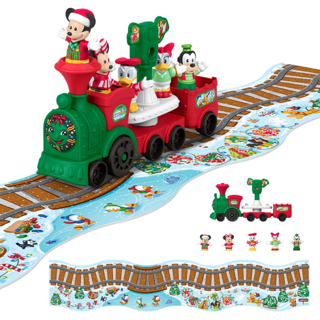 Fisher-Price Little People Disney Jr Mickey & Minnie Musical Christmas Train Toddler Toy Set - Imagen 1 de 6