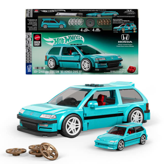 Mattel Brick Shop Hot Wheels Custom ’90 Honda Civic Ef Building Toy Kit (248 Pieces), For Collectors - Image 1 of 6