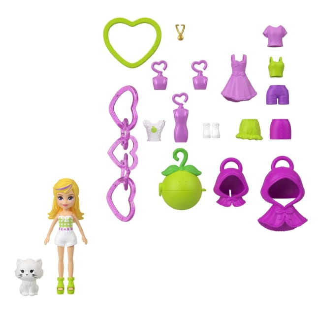 Polly Pocket Dolls & Pets, Keychain Style Kit, Fruit Fashions And Charm Accessories - Image 1 of 6