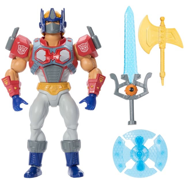 Masters Of The Universe Origins & Transformers Optimus Prime Armor He-Man Action Figure, MOTU Toy - Imagen 1 de 5