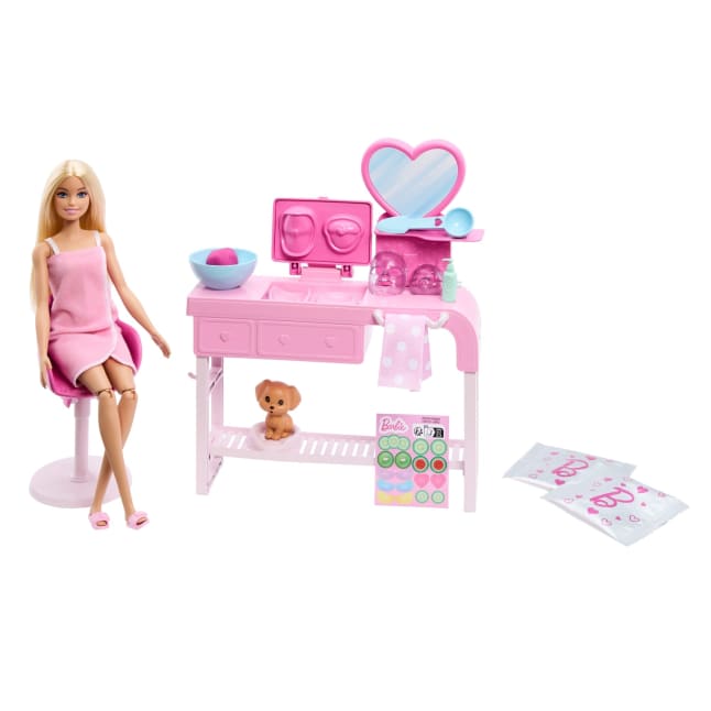 Barbie Face Mask Toy Playset & Doll With 10+ Spa Accessories including 3 Powder Packs To Make Dough Masks - Imagem 1 de 5