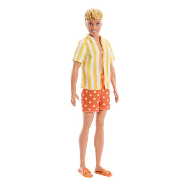 Barbie Fashionistas Style Ken Doll #252 in Orange And Yellow Polka-Dot Shorts, Yellow And White Striped Shirt, Blond Hair - Imagen 1 de 6