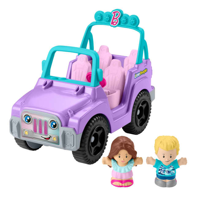 Little People Barbie Toy Car With Music Sounds And 2 Figures, Beach Cruiser, Toddler Toys - Imagem 1 de 6