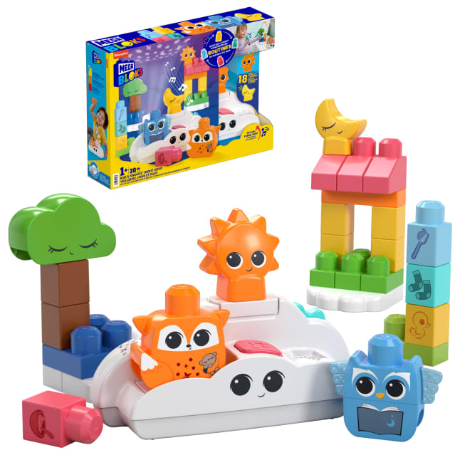 MEGA Bloks Fisher- Price Rise & Snooze Night Light Sensory Block Toy (30 Pieces) For Toddler - Image 1 of 6