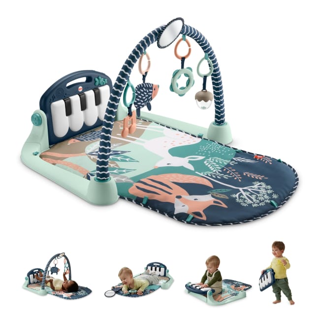 Fisher-Price Baby Gym Playmat With Kick & Play Piano And Tummy Time Toys, Navy Fawn - Imagen 1 de 6