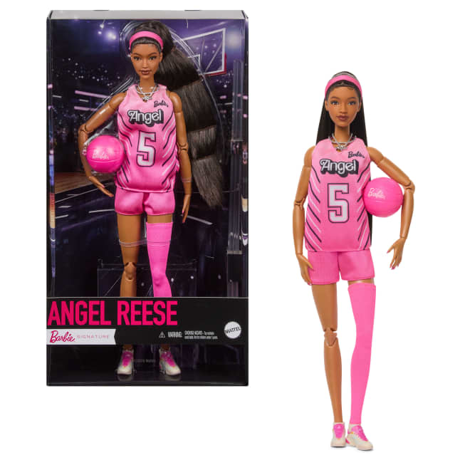 Angel Reese Barbie Doll, Barbie Signature, Fashion Doll With Pink Basketball Uniform - Image 1 of 