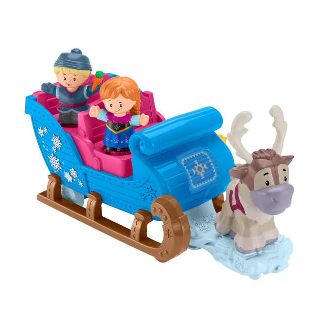 Fisher-Price Little People Disney Frozen Kristoff's Sleigh Vehicle & 3 Figures For Toddlers - Imagem 1 de 6