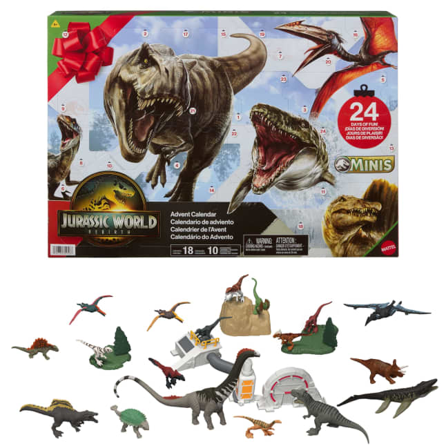 Jurassic World Rebirth Advent Calendar With 24 Days Of Dinosaur Related Toy Surprises, 18 Dinos - Image 1 of 6