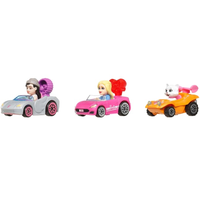 Hot Wheels Racerverse Barbie 3-Pack, Set Of 3 Die-Cast Toy Cars With Non-Removable Figures - Image 1 of 5