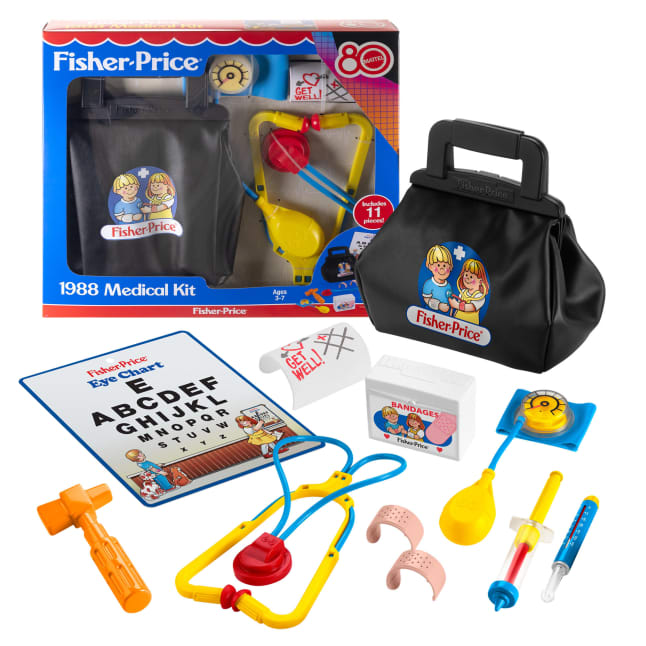 Fisher-Price 1988 Medical Kit 11-Piece Pretend Play Set, Mattel 80th Flashback Playback - Image 1 of 6