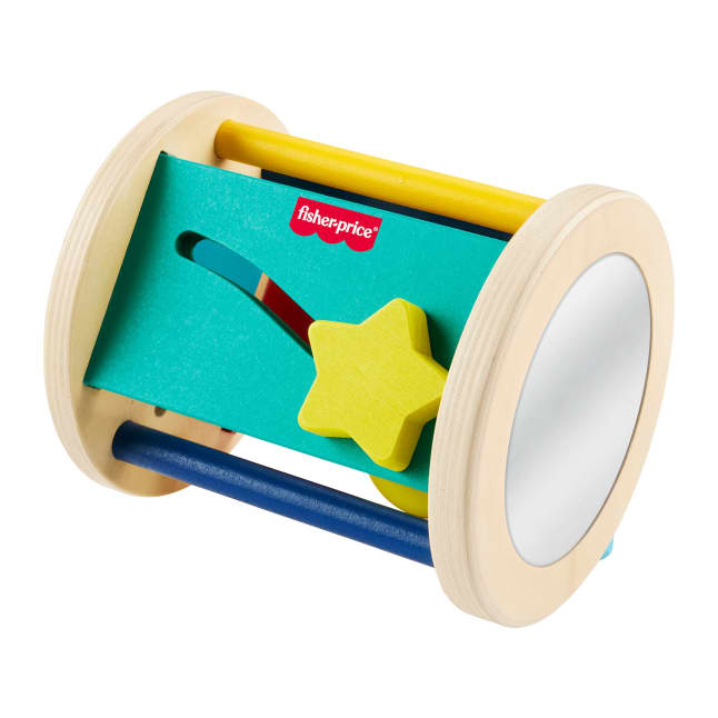 Fisher-Price Wooden Crawl After Roller Baby Activity Toy For Sensory & Motor Skills Development - Imagem 1 de 6