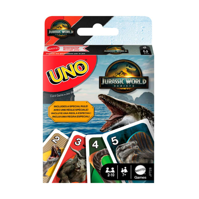 UNO Jurassic World Rebirth Card Game For Kids, Family & Adult Game Nights - Imagen 1 de 6