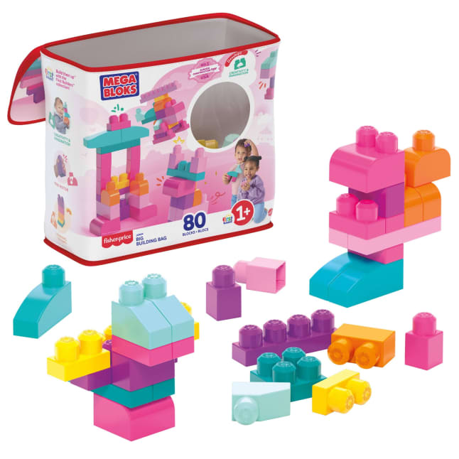 MEGA BLOKS First Builders Big Building Bag Toy Blocks With Storage Bag (80 Pieces) For Toddler - Imagem 1 de 6
