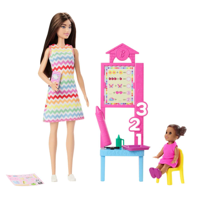 Barbie Teacher Doll With Brunette Fashion Doll, 1 Toddler Doll, & Teaching Accessories - Imagen 1 de 6