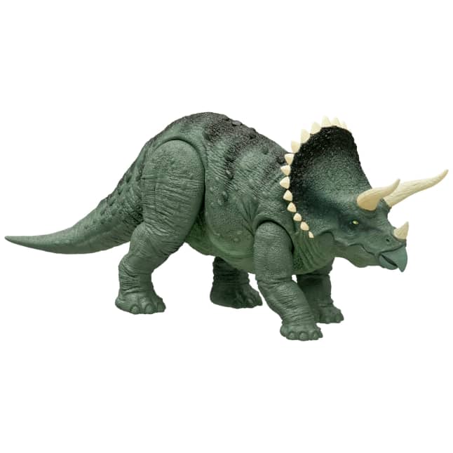 Jurassic World Reimagined Real Feel Triceratops Roaring Dinosaur Figure, 90S Inspired Toy - Image 1 of 6