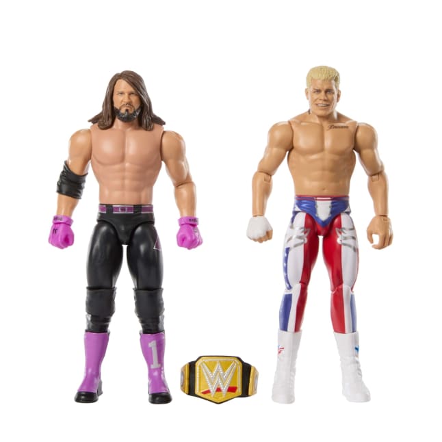 WWE Main Event Showdown Cody Rhodes vs Aj Styles Action Figures Set, Series #22 6-Inch Collectibles - Image 1 of 5