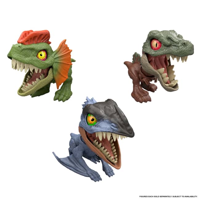 Jurassic World Mighty Little Biters Dinosaur Toy With Bite Action, Eye Change, Collectible Figure - Imagen 1 de 6