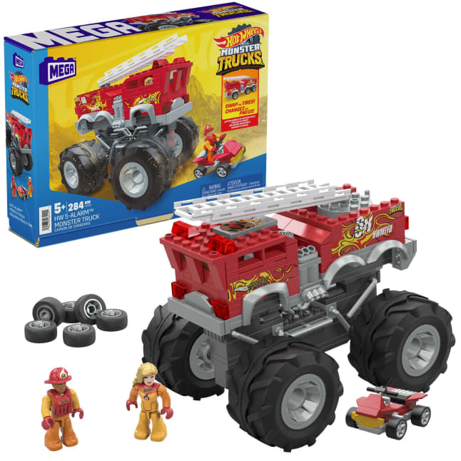 MEGA Hot Wheels 5-Alarm Fire Truck Monster Truck Building Set With 1 Figure (284 Pieces) - Image 1 of 6