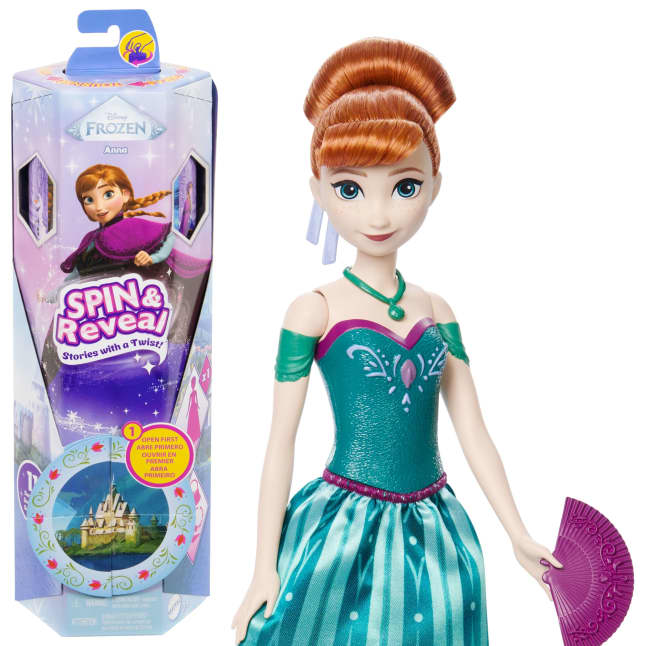 Disney Frozen Spin & Reveal Anna Fashion Doll & Accessories With 11 Surprises From Disney Movie - Imagen 1 de 6