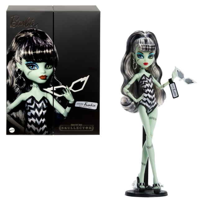 Monster High X Barbie Doll, Frankie Stein With Original Barbie Swimsuit, Black Dress And Accessories - Image 1 of 6
