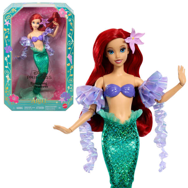 Disney Princess Sparkling Princess Series Mermaid Ariel Fashion Doll With Removable Tail & Sleeves - Image 1 of 6