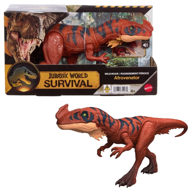 Jurassic World Wild Roar Afrovenator Dinosaur Action Figure Toy, Attack & Light & Sound, Scan Code - Image 1 of 6