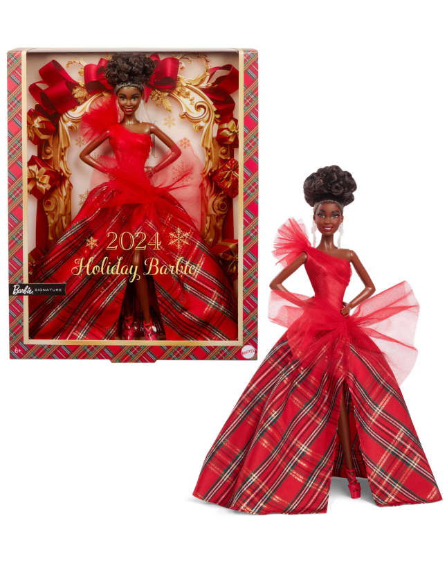 Barbie Signature 2024 Holiday Barbie Fashion Doll, Seasonal Collector Gift, Brown Hair With Plaid Gown - Image 1 of 6