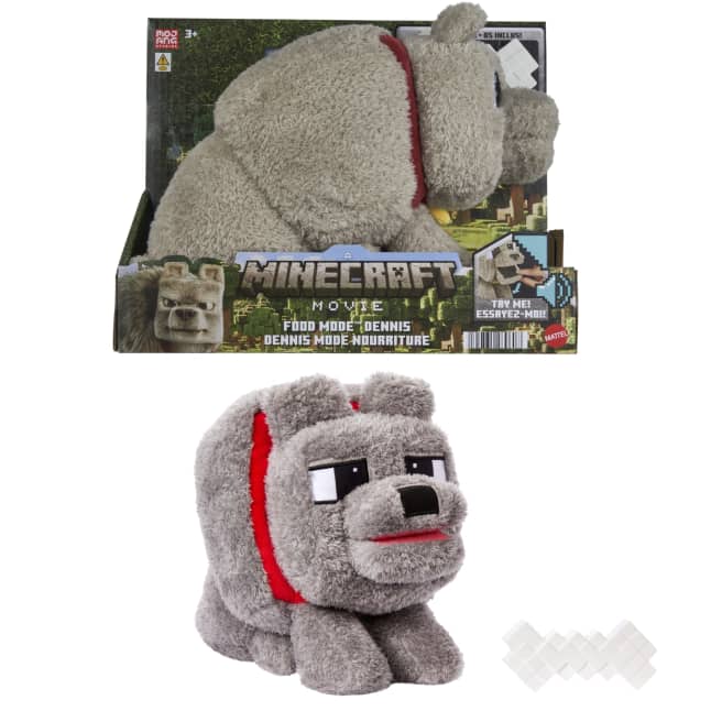 Minecraft Food Mode Dennis Plush Interactive Toy With Sounds & Bone Accessory, Inspired By The Movie - Imagem 1 de 6