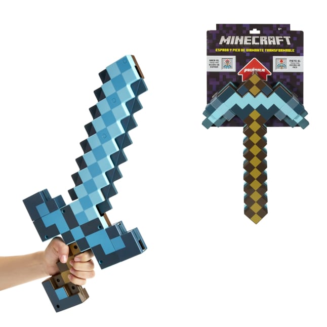 Minecraft Transforming Diamond Sword & Pick-Axe Kid-Sized 2-in-1 Toy For Role-Play & Costumes - Image 1 of 6
