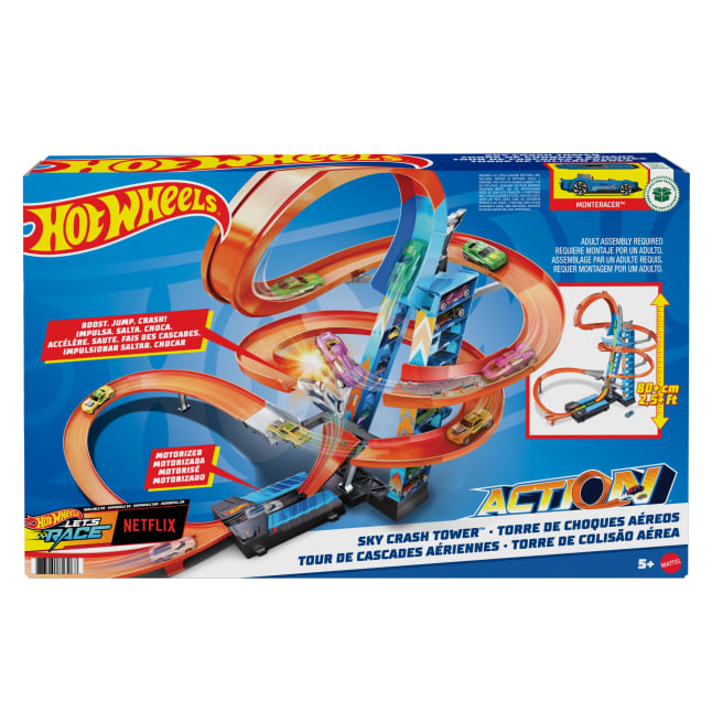 Hot Wheels Sky Crash Tower Track Set, More Than 2.5-Ft Tall With Motorized Booster - Image 1 of 6