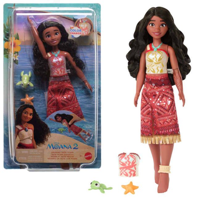 Disney Moana 2 Toys, Swimming Tautai Moana Fashion Doll With 2 Accessories & Color-Change Bodice - Image 1 of 6