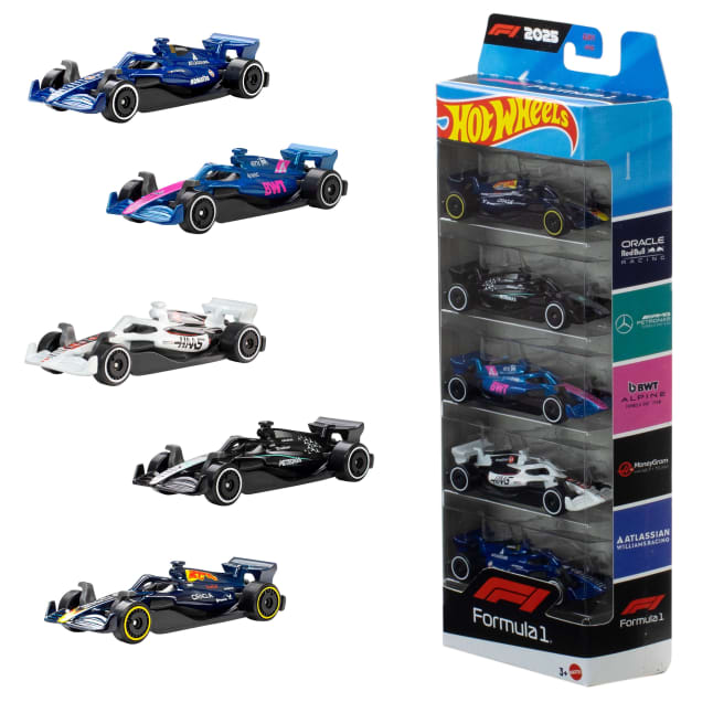 Hot Wheels Formula 1 5-Pack, Set Of 5 Die-Cast Toy F1 Cars in 1:64 Scale - Imagen 1 de 6