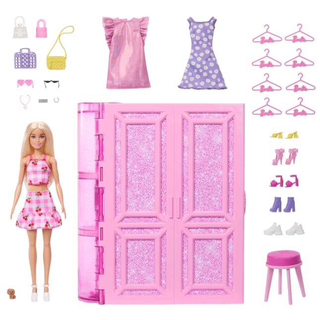 Barbie Dream Closet Toy Playset With Fashion Doll, Clothes, & Accessories, 3-Ft-Wide With 25+ Pieces - Imagem 1 de 6
