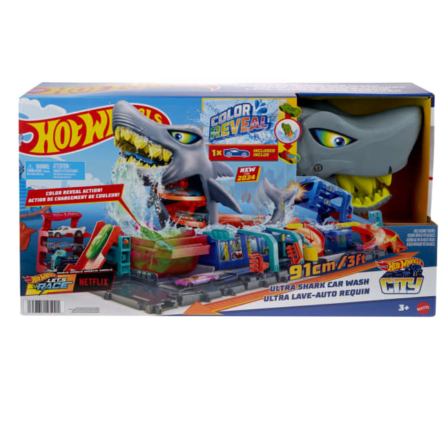 Hot Wheels City Ultra Shark Car Wash With Color Reveal Toy Car In 1:64 Scale - Imagen 1 de 1