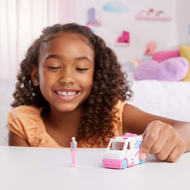 Barbie Mini Barbieland Doll & Vehicle Set With 1.5-Inch Doll, Color-Change Care Clinic - Image 1 of 5