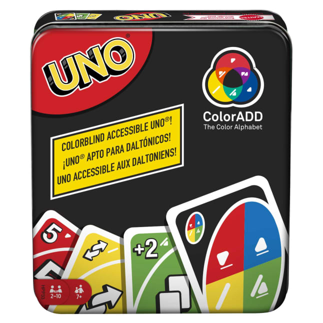 UNO Coloradd Card Game For Color Blind & Color Sighted Players in Travel Tin - Image 1 of 1