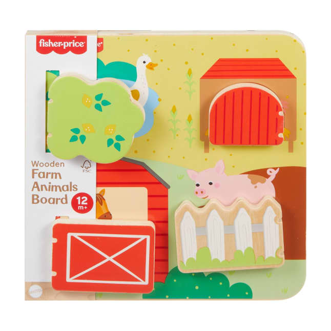 Fisher-Price Wooden Farm Animal Board Busy Activity Toy For Baby & Toddler, 1 Wood Piece - Image 1 of 5