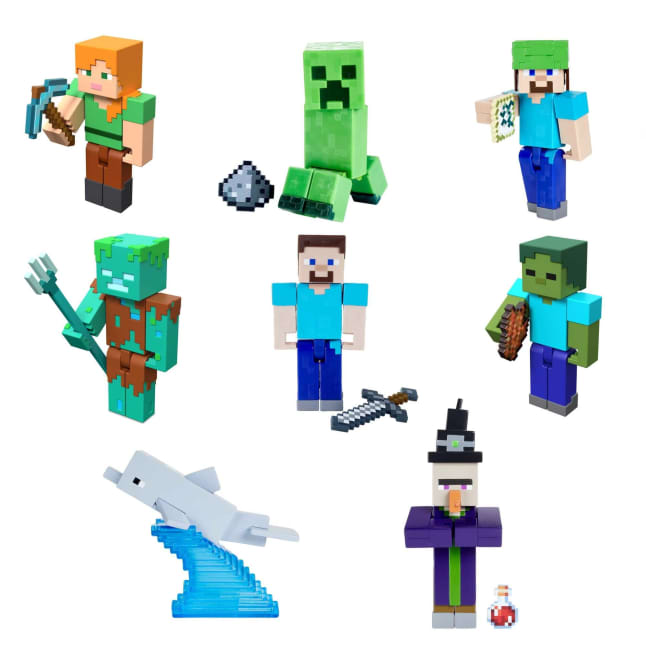 Minecraft Action Figures & Accessories Collection, 3.25-in Scale & Pixelated Design (Characters May Vary) - Image 1 of 6