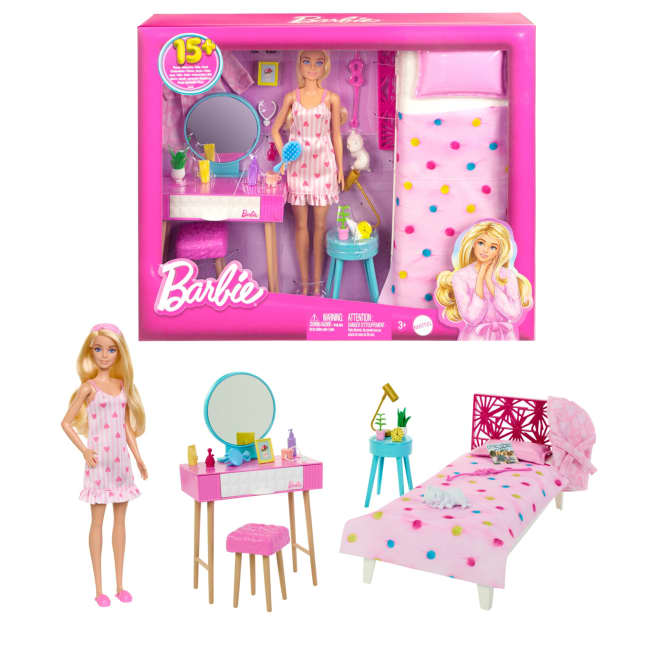 Barbie Doll And Bedroom Playset, Barbie Furniture With 20+ Pieces - Image 1 of 6