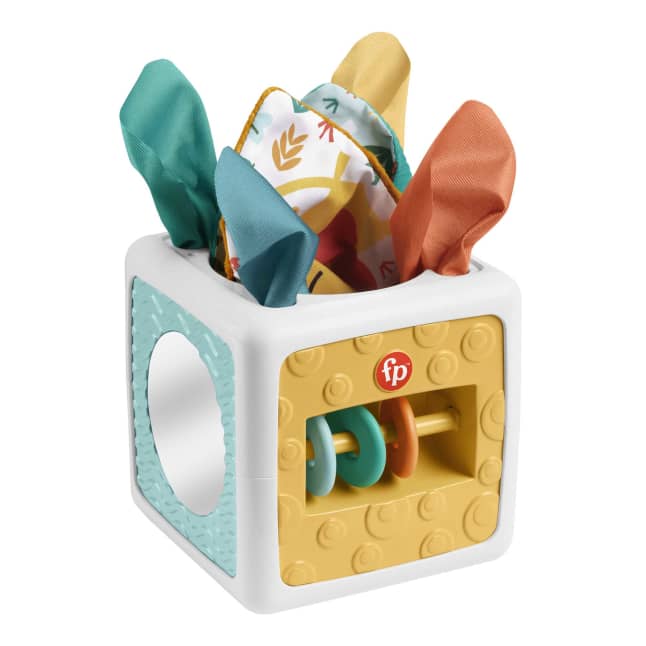 Fisher Price Tissue Fun Activity Cube Baby Sensory Crinkle Toys For Newborns - Image 1 of 6