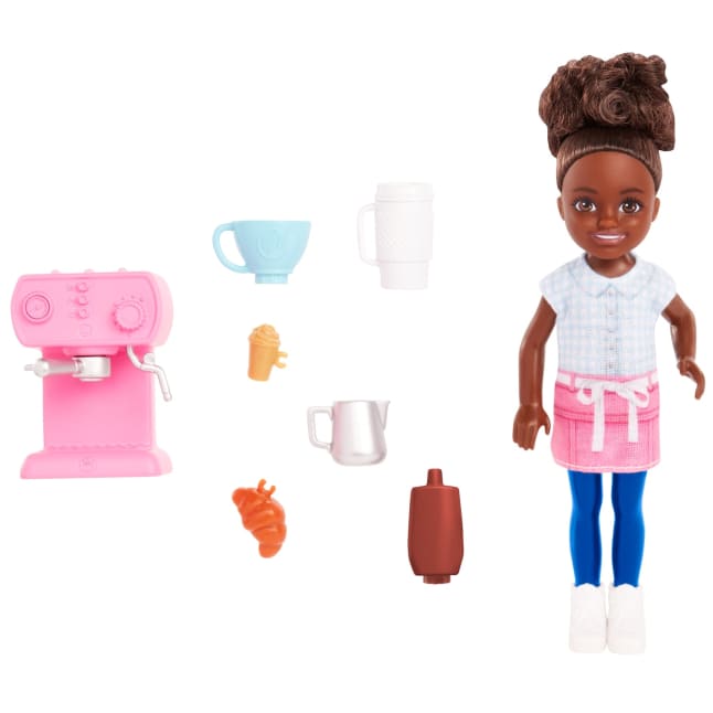 Barbie Chelsea Can Be… Barista Doll And 7 Career-Themed Accessories Including Coffee Maker - Image 1 of 6