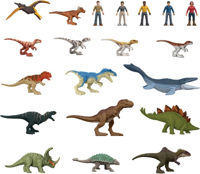 Jurassic World Minis Multipack Of AuThentic Dinosaur Figures, 20 Small Dino & Human Toys - Imagem 1 de 6