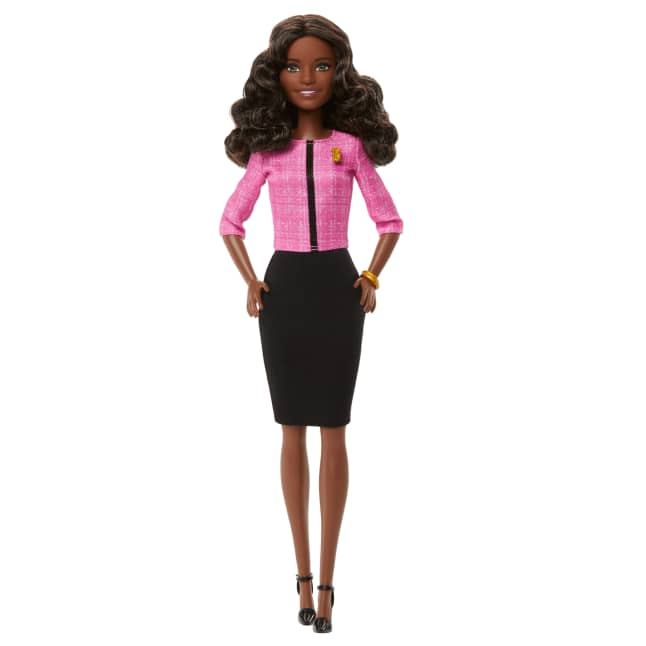 Barbie Future Leader Doll With Dark Brown Hair, 2 Golden Bracelets & Pin, Includes Sticker - Imagen 1 de 6