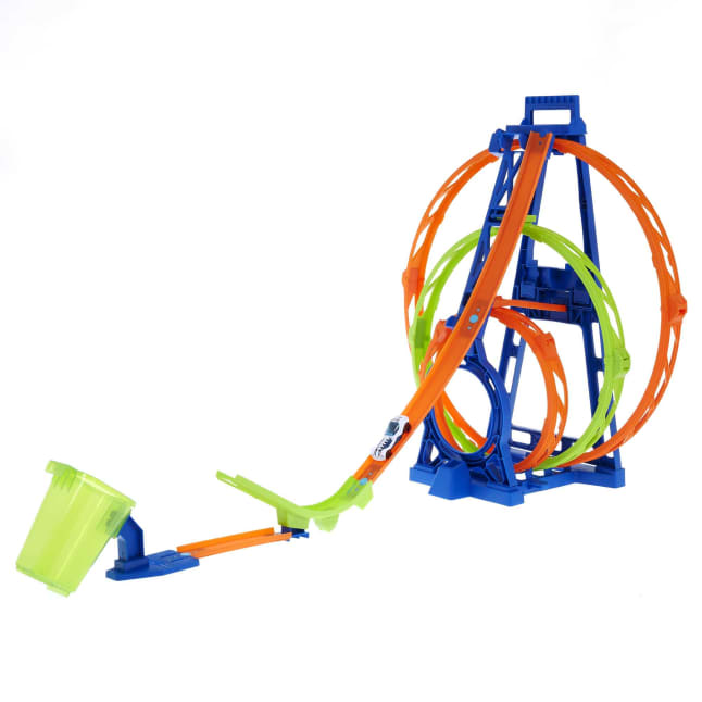 Hot Wheels Track With 1 Hot Wheels Car, Triple Loop Kit Track Set - Imagen 1 de 6
