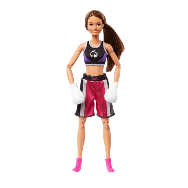 Barbie Made To Move Boxer Doll & Accessories, Brunette Doll Wearing Uniform With Boxing Gloves - Imagem 1 de 6
