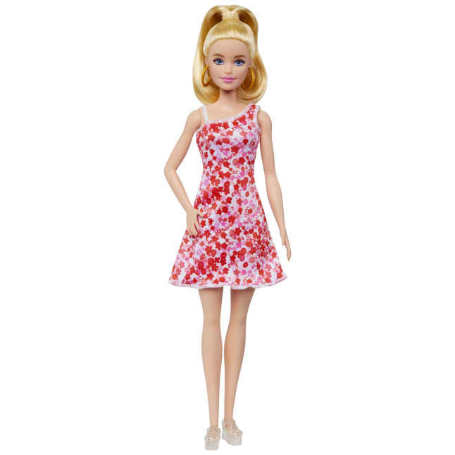 Barbie Fashionistas Doll #205 With Blond Ponytail And Floral Dress - Imagen 1 de 6