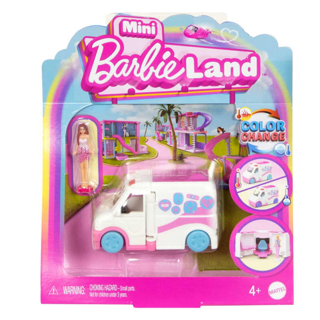 Barbie Mini Barbieland Doll & Vehicle Set With 1.5-Inch Doll, Color-Change Care Clinic - Image 1 of 6