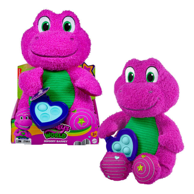 Fisher-Price Barney's World Sensory Barney Plush Toy With Fidget Activity For Toddlers - Image 1 of 6