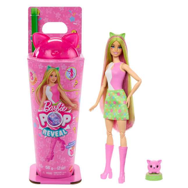Barbie Pop Reveal Shakes Series Doll & Accessories Set, Scented Cute Kitten Fashion Doll - Imagen 1 de 6